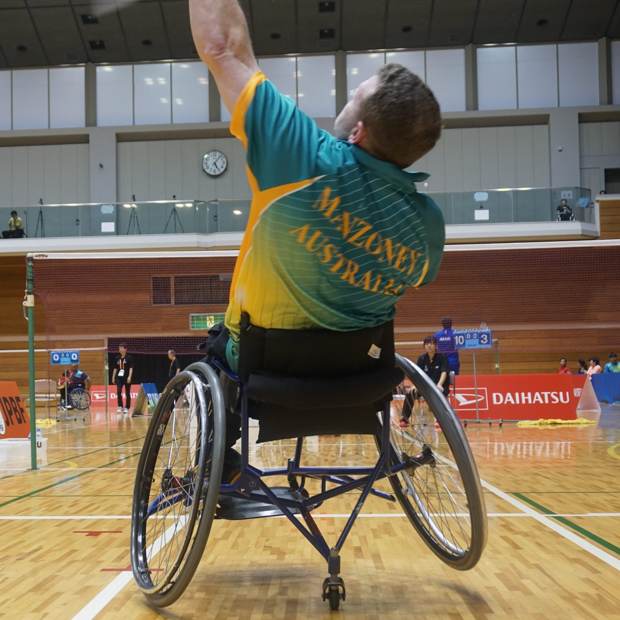 Para-badminton athletes make a racquet image