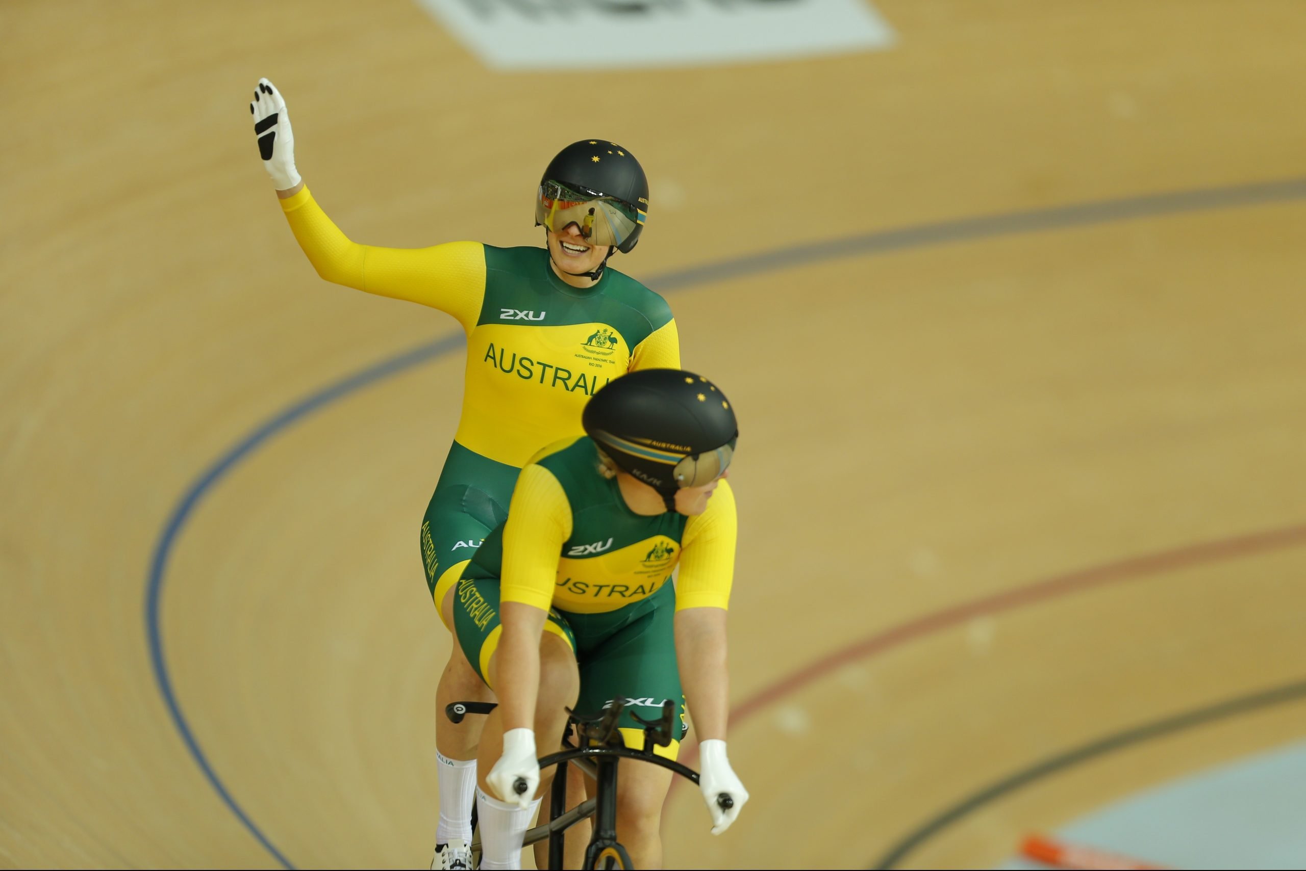 VIS seeking expressions of interest track cycling tandem pilot (female) and vision impaired athlete (male) image