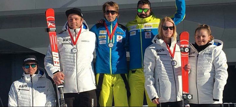 Para-alpine skiers podium in Switzerland image