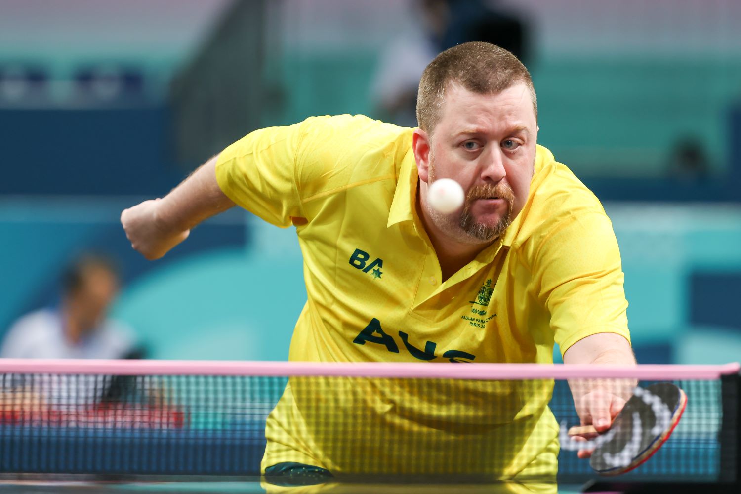 Para-table tennis player Trevor Hirth competing on Day 5 of the Paralympic Games.